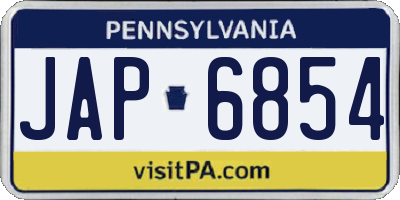 PA license plate JAP6854