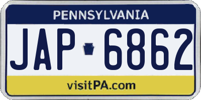 PA license plate JAP6862