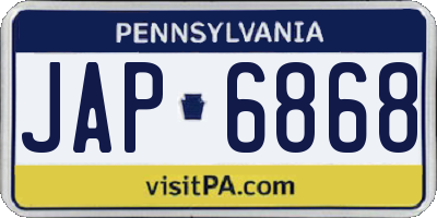 PA license plate JAP6868