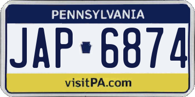PA license plate JAP6874