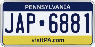 PA license plate JAP6881