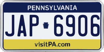 PA license plate JAP6906