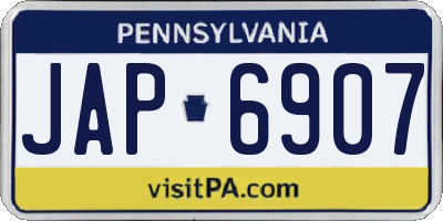 PA license plate JAP6907
