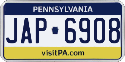 PA license plate JAP6908
