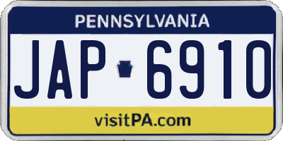 PA license plate JAP6910