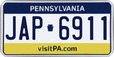 PA license plate JAP6911