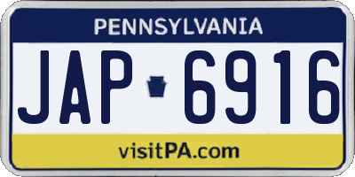 PA license plate JAP6916