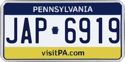 PA license plate JAP6919