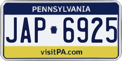 PA license plate JAP6925