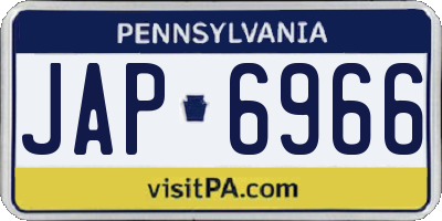 PA license plate JAP6966
