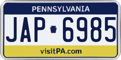 PA license plate JAP6985