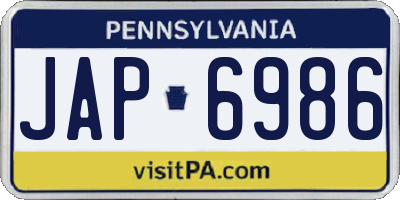 PA license plate JAP6986
