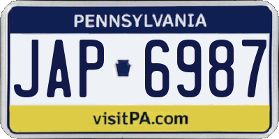 PA license plate JAP6987