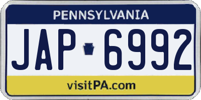 PA license plate JAP6992