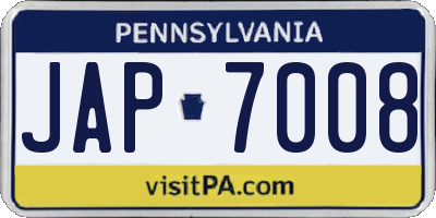 PA license plate JAP7008