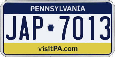 PA license plate JAP7013