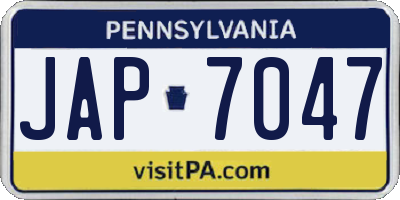 PA license plate JAP7047