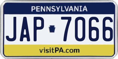 PA license plate JAP7066