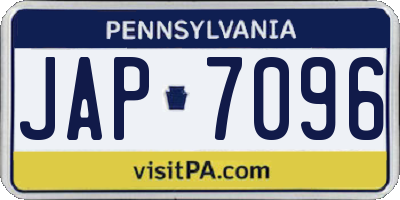 PA license plate JAP7096
