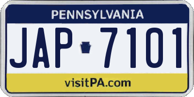 PA license plate JAP7101