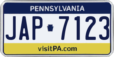 PA license plate JAP7123