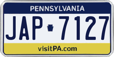 PA license plate JAP7127