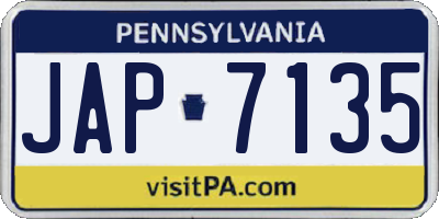 PA license plate JAP7135