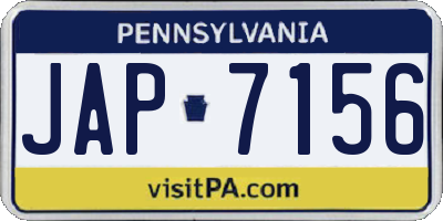 PA license plate JAP7156