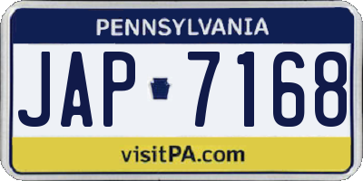 PA license plate JAP7168