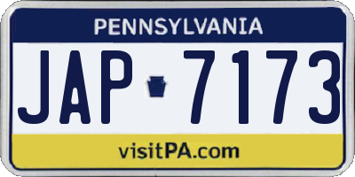 PA license plate JAP7173