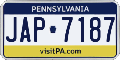 PA license plate JAP7187