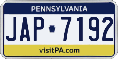 PA license plate JAP7192