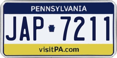 PA license plate JAP7211