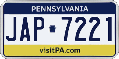 PA license plate JAP7221