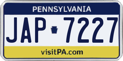 PA license plate JAP7227