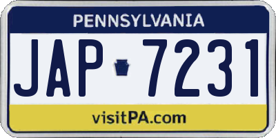 PA license plate JAP7231
