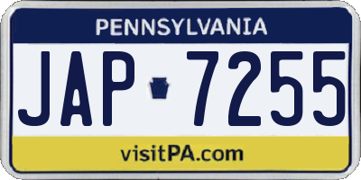 PA license plate JAP7255