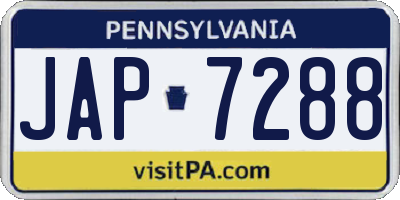 PA license plate JAP7288
