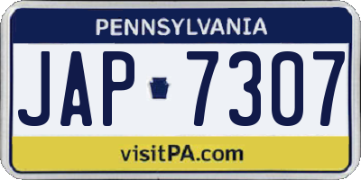 PA license plate JAP7307