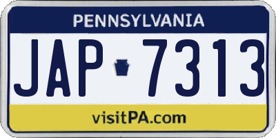 PA license plate JAP7313