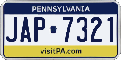 PA license plate JAP7321