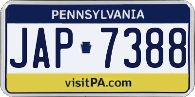 PA license plate JAP7388