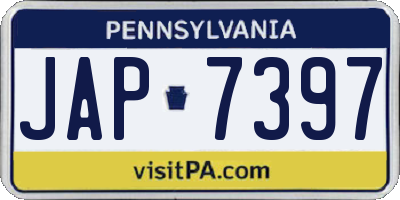 PA license plate JAP7397