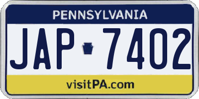 PA license plate JAP7402