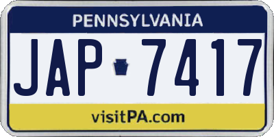 PA license plate JAP7417