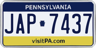 PA license plate JAP7437