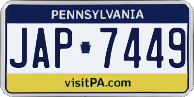 PA license plate JAP7449