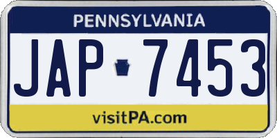 PA license plate JAP7453