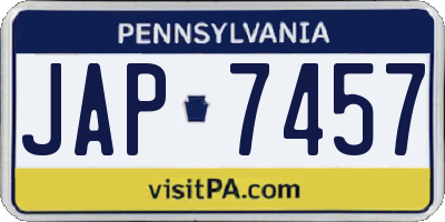 PA license plate JAP7457