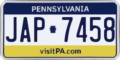 PA license plate JAP7458